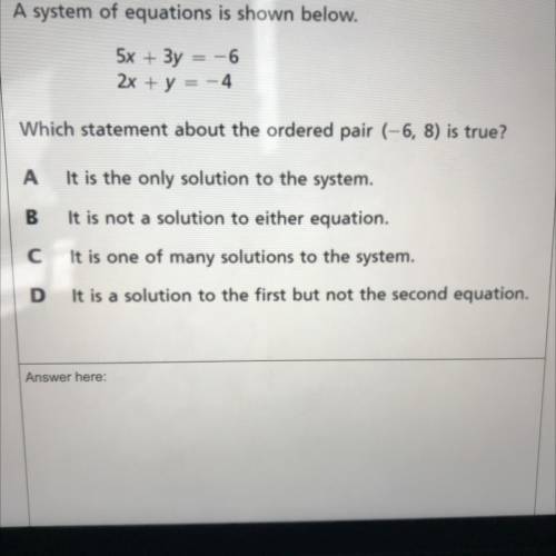 Which statement about the ordered pair ( -6 , 8 ) is true