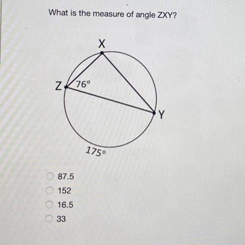What is the measure of angle ZXY?