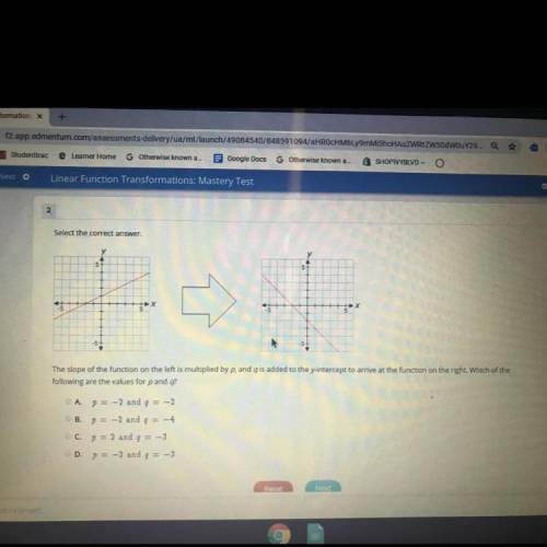 Select the correct answer.

у
y
4
5
S
Х
HX
5
5
15
S+
The slope of the function on the left is mult