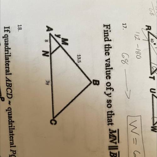 Find theValue of why so that MN is parallel to BC