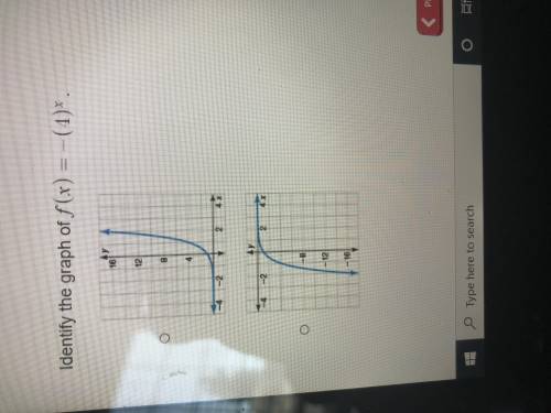 Identify the graph for f(x)=-4^x See the images I have attached.
