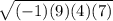 \sqrt{(-1)(9)(4)(7)}