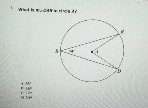 What is angle DAR in circle A​