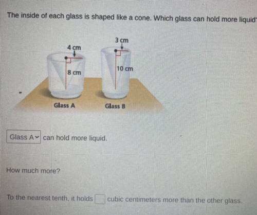 How much more? To the nearest tent, it holds ___ cubic meters more than the other glass