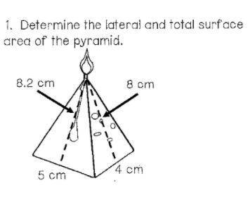ANSWER THE FOLLOWING QUESTION FOR 50 POINTS. GIVE LATERAL AND TOTAL SURFACE ASAP