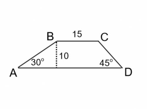 Quadrilateral is a trapezoid. If the height of trapezoid ABCD is 10 units, which of the following i