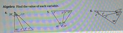 Find the value of each variable please, explain if you can