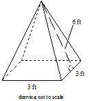 Multiple Choice

Use a formula to find the surface area of the square pyramid.
A. 45 ft2
B. 81 ft2