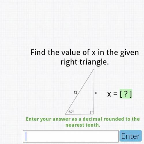 Help Please!! Find the value of x in the given right triangle