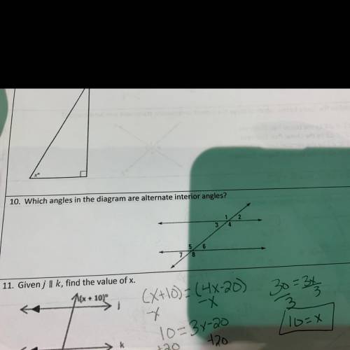 Which angles in the diagram are alternate interior angles