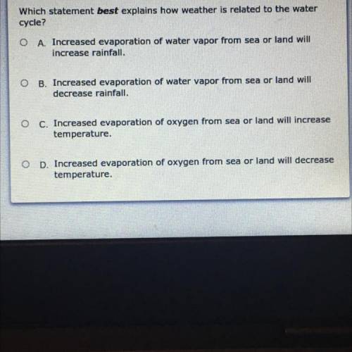 Which statement best explains how weather is related to the water
cycle?