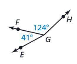 Find the measure of missing angle EGH in the picture below:

165 degrees
15 degrees
195 degrees
25