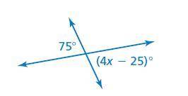 Question 1
Tell whether the angles are adjacent or vertical. Then find the value of x.