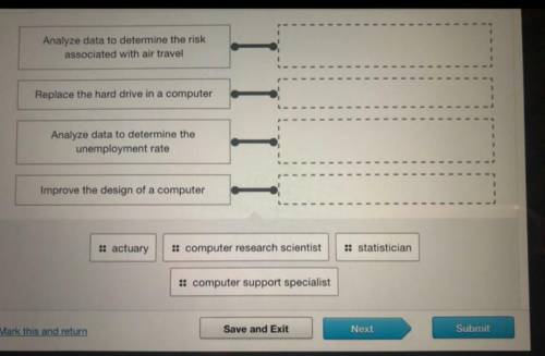 Match the job task to the occupation that would perform it

1. Actuary 2. Computer support special