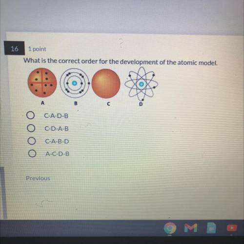 What is the correct order for the development of the atomic model