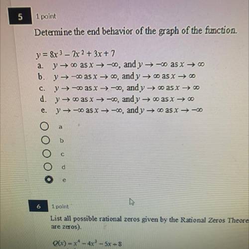Determine the end behavior of the graph of the function l.