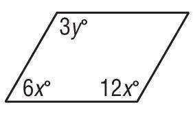 PLEASE HELP GEOMETRY
Find the value of x and y in the parallelogram.