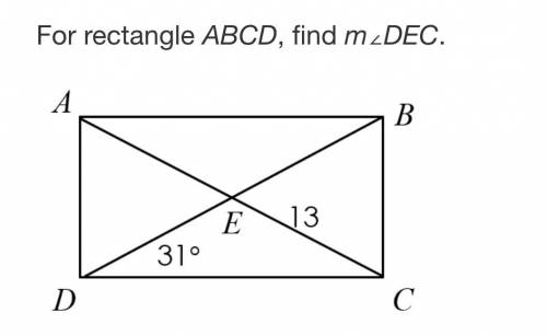 For rectangle ABCD, find m∠DEC.
