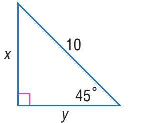 In the Special Right Triangle below, solve for the value of y. Y = _____ (keep your answer in simpl