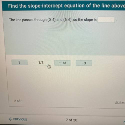 The line passes through (0,4) and (6,6), so the slope is