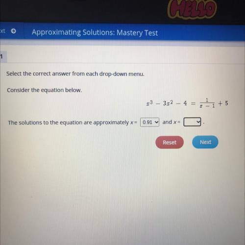 Select the correct answer from each drop-down menu.

Consider the equation below.
x^3 - 3x^2 - 4 =