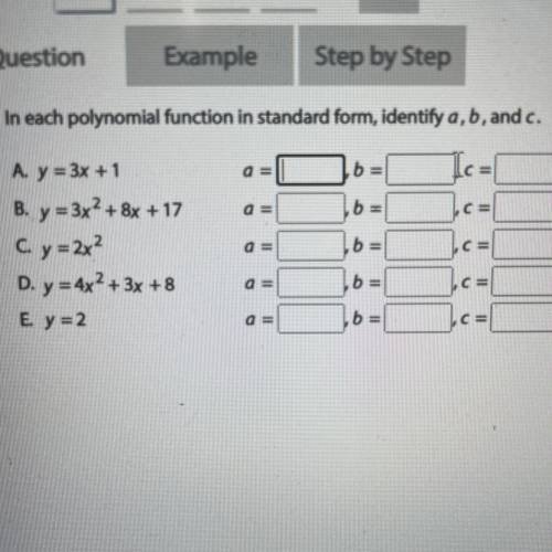 In each polynomial function in standard form identify