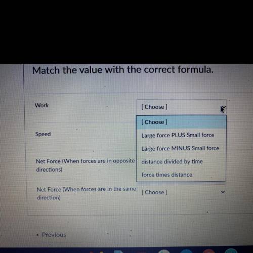 Match the value with the correct formula help pls