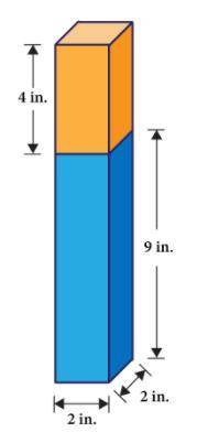 The solid figure shown below is made up of two blocks. What is the total volume, in cubic inches, o