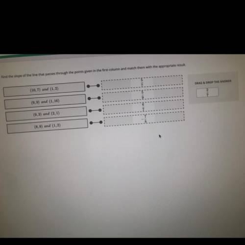 Find the slope of the line that passes through the points given in the first column and match them