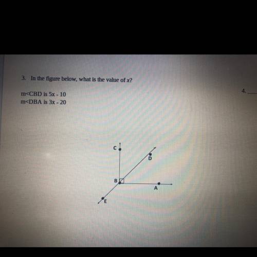 I have to find the measures of ABE, and CBE! Angle DBA= 25 and the value of x is 15