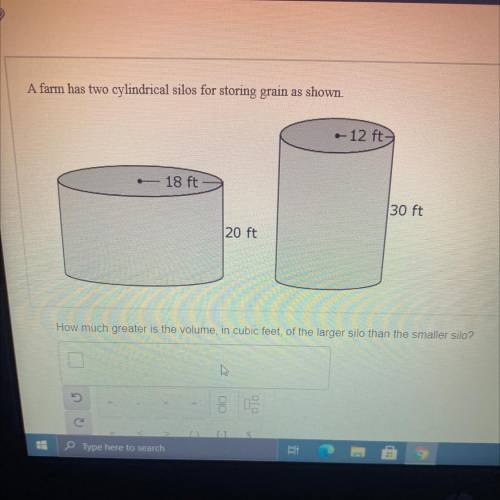 ASAP! Please fine how much greater is the volume, in cubic feet, or how larger silo than the smalle