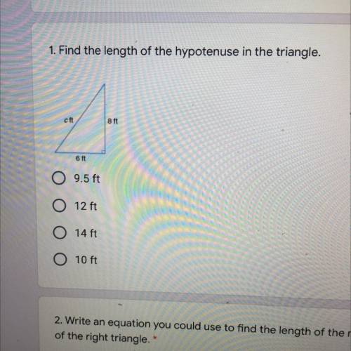 Find the length of the hypotenuse in the triangle