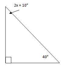 Use your knowledge of the angle sum theorem to solve for x and find the missing angle of the triang