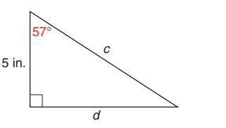 In the figure below, solve for the value of d. d = ______ in. (round to the nearest tenth and do NO