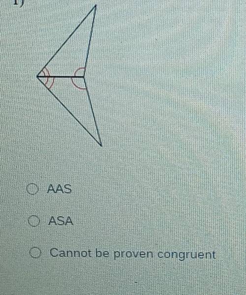 State whether the triangles can be proven congruent, if possible, by AAS or ASA​