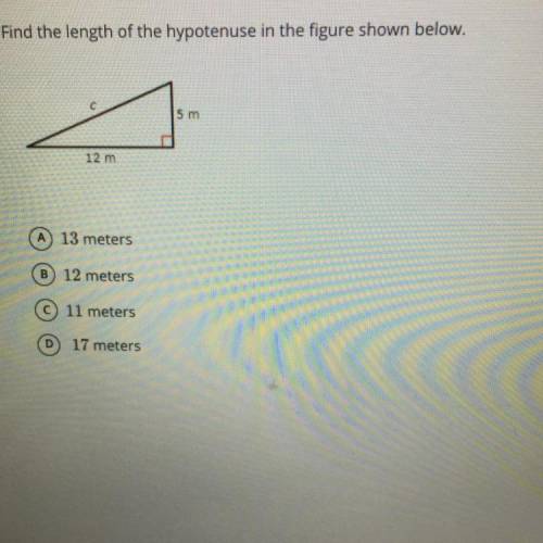 Find the length of the hypotenuse in the figure shown below.