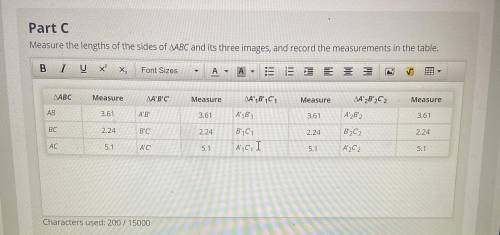 How do the measurements of the sides and angles of triangle ABC compare with the corresponding meas