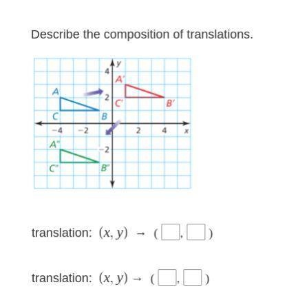 Describe the composition of translations.

Three triangles, one blue, one red and one green, plott