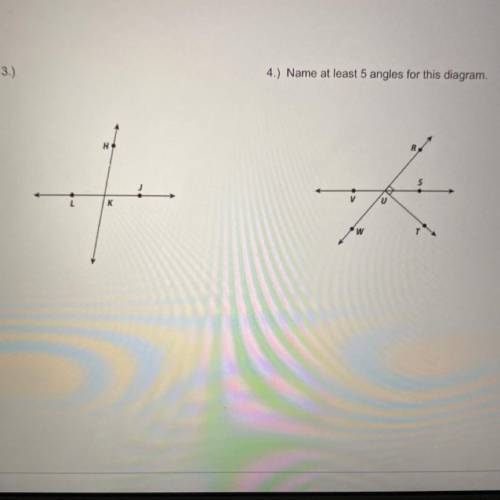 Name at least 5 angles for this diagram

Congruent Angles 
Vertical Angles
Adjacent Angles 
Comple
