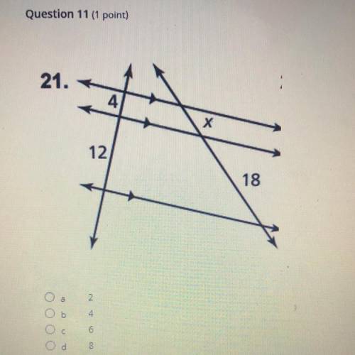 Question 11: Find X (multiple choice)