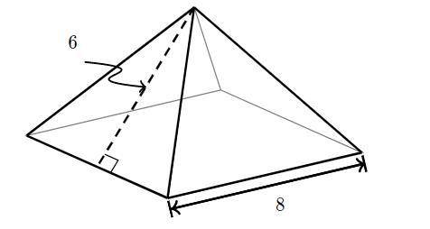 Find the surface area of the square pyramid shown below.