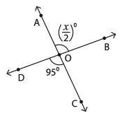 Find the value of x in the figure below
x = 
degrees
x = 
degrees