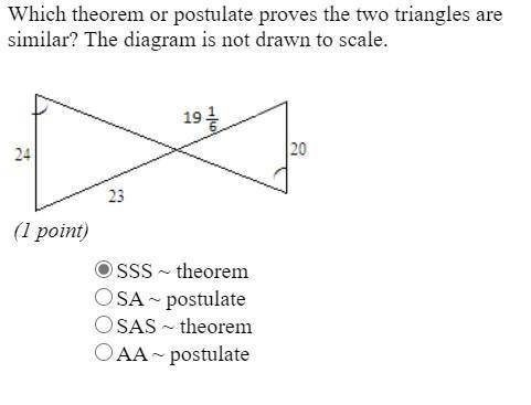 Which theorem or postulate proves the two triangle are similar? The diagram is no