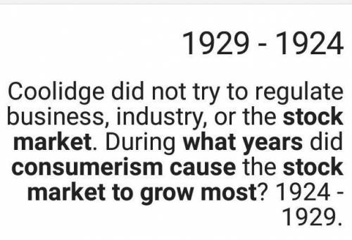 What year was cousumerism cause by the stock market to grow most