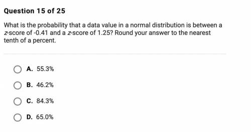 Please help

What is the probability that a data value in a normal distribution is between a z-sco