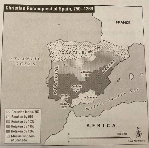 According to the map, which part of the Iberian Peninsula was under Christian control in the 8th ce