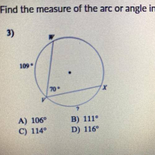 Please ASAP. Find the measure of the arc or angle indicated.