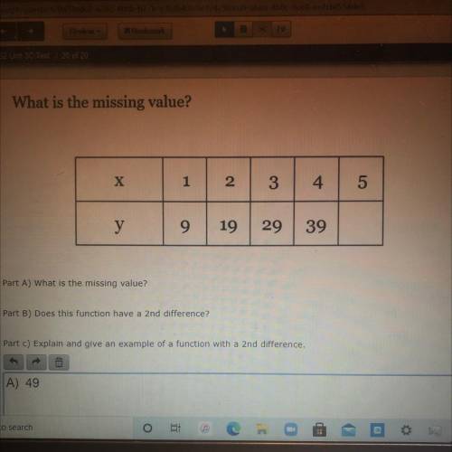 What is the missing value?

Part A) What is the missing value?
Part B) Does this function have a 2