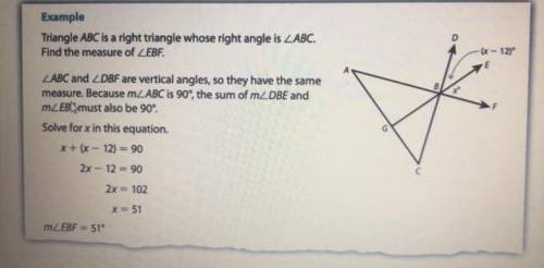 Triangle ABC is a right triangle whose right angle is LABC.

Find the measure of ZEBF.
LABC and DB
