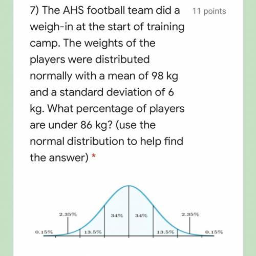 PLEASE HELP! The AHS football team did a weigh-in at the start of training camp. The weights of the